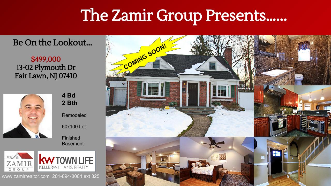 Coming Soon Zohar Zack Zamir KW Top Realtor Home Value Fair Lawn Bergen County