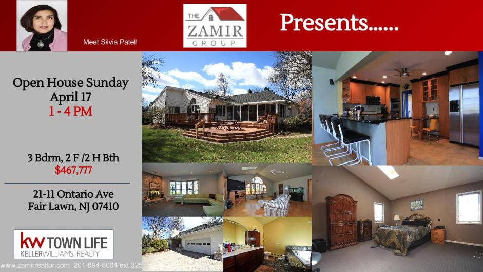 Homes for Sale Open House Zohar Zack Zamir Ontario Ave Fair Lawn