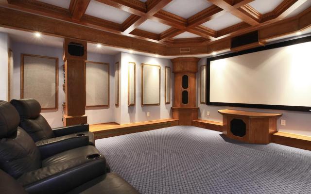 7.1 Surround Sound Theater with Coffered Ceilings