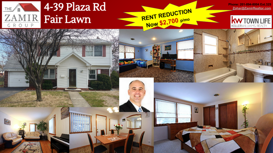 Price Reduced Fair Lawn Home for Rent Plaza Rd Zohar Zack Zamir